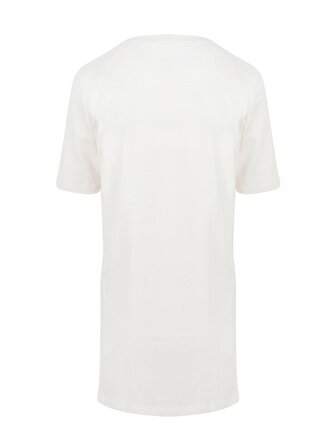 V Yaka Önü Arkası Uzun Basic T-shirt - Beyaz