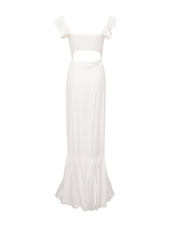 2 Parça Önden Bağlamalı İkonik Elbise - Beyaz
