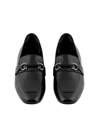 Siyah Kroko Loafer - Siyah