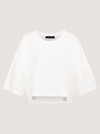 Oversize Crop T-shirt - Beyaz