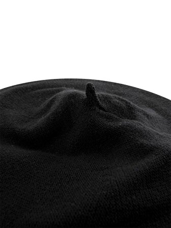 Yün Karışımlı Triko Ressam Şapkası - Siyah