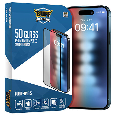 Buff iPhone 15 5D Glass Ekran Koruyucu