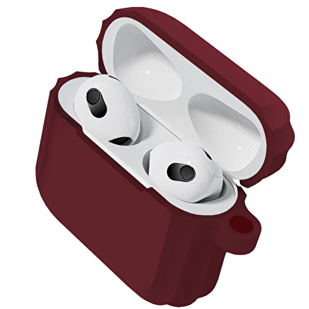 Buff Airpods 3 Rubber Silikon Kılıf Wine Red