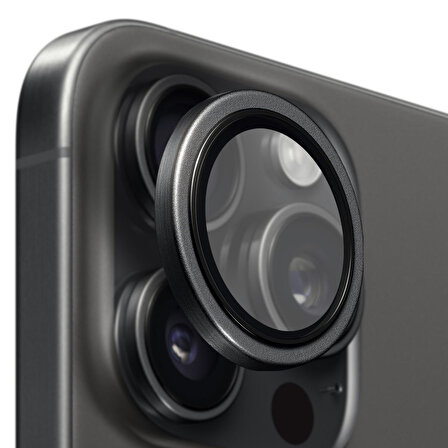 Buff iPhone 15 Pro Max / 15 Pro Titanyum Kamera Lens Koruyucu Black