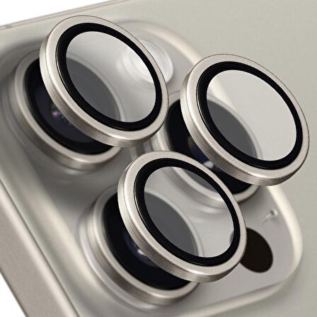 Buff iPhone 15 Pro Max / 15 Pro Titanyum Kamera Lens Koruyucu Gray