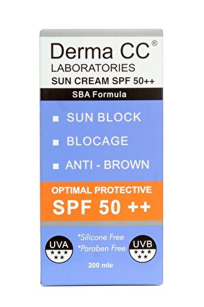 Derma CC LABORATORIES Güneş Kremi Spf50++ (PLUS PLUS) 200 ML - ANTI BROWN / SUN BLOCK