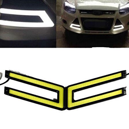 Araba U Tipi Gündüz Led Sis Farı DRL Su Geçirmez Model Beyaz Işık