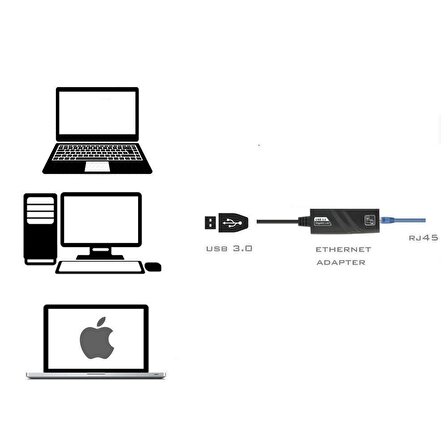 Usb 3.0 To RJ45 Ethernet Gigabit Adaptörü 10/100/1000Mbps