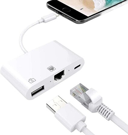 iPhone iPad Lightning Gigabit Ethernet Kamera Şarj Adaptörü NK107