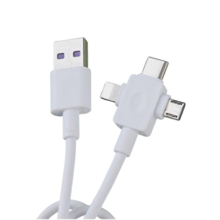 3in1 iPhone Type-C Micro 6A Usb Hızlı Şarj Veri Aktarım Kablosu