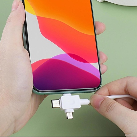 3in1 iPhone Type-C Micro 6A Usb Hızlı Şarj Veri Aktarım Kablosu