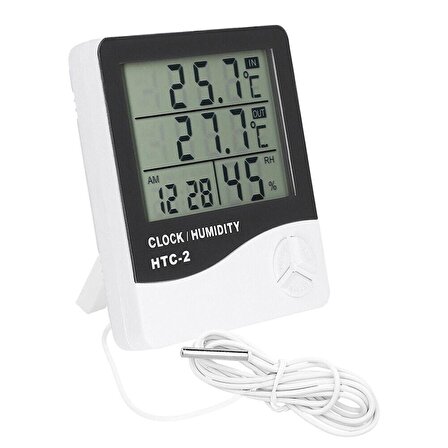 Techmaster 2 Dijital Termometre Saat Nem Dış Sıcaklık Ölçer