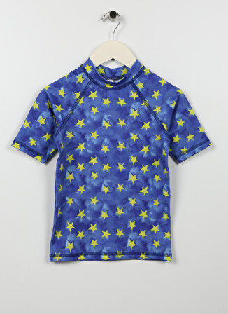 Slipstop Lacivert Erkek Çocuk Bisiklet Yaka Desenli T-Shirt ST2322000005