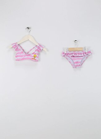 Slipstop Pembe - Beyaz Kadın Bikini Takım SB2412050125