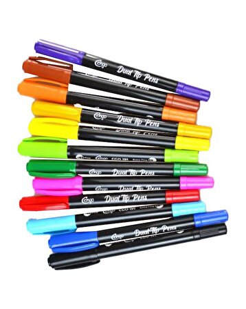 Cengo Çift Taraflı Fineliner Yazı Ve Çizim Kalemi 12 Renk