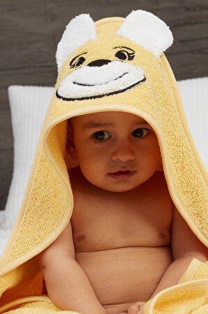 Pupy Bear Kapşonlu Bebek Banyo Kundak Havlusu 100x100