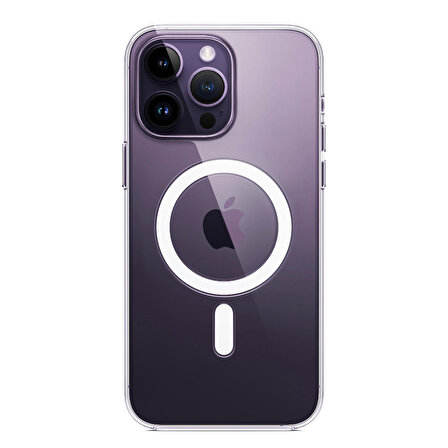 NovStrap Apple iPhone 14 Pro Max Magsafe Uyumlu Kılıf 6.7 Şeffaf Magsafe Kamera Korumalı Kapak
