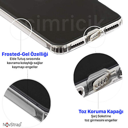 NovStrap iPhone 14 Uyumlu Kılıf Kamera Üzerini Tam Kapatan Kamera Korumalı Silikon Şeffaf Tıpalı