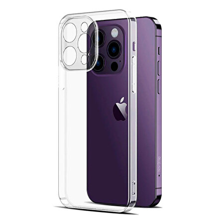 NovStrap iPhone 14 Pro Uyumlu Kılıf 6.1 Kamera Üzerini Tam Kapatan Kamera Korumalı Şeffaf Tıpalı