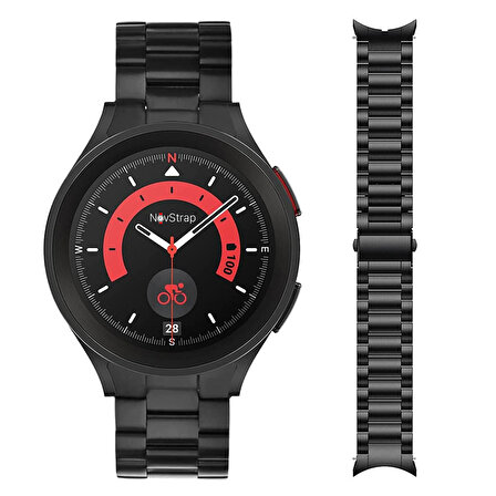 NovStrap Samsung Galaxy Watch 5 Pro 45mm / Watch 5 40-44mm Uyumlu Çelik Metal Kordon Tam Uyumlu Pim