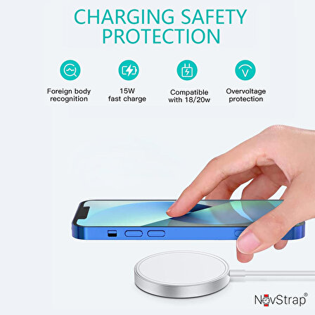NovStrap iPhone 14 13 12 11 Pro Max Mini Uyumlu Magsafe Şarj Aleti Aygıtı Kablosuz Manyetik Type C