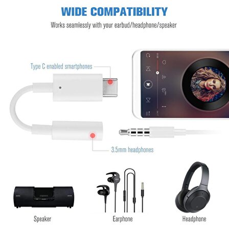 NovStrap Type C Kulaklık Dönüştürücü 3.5mm Kulaklık Çevirici Xiaomi Samsung Huawei Nova Uyumlu