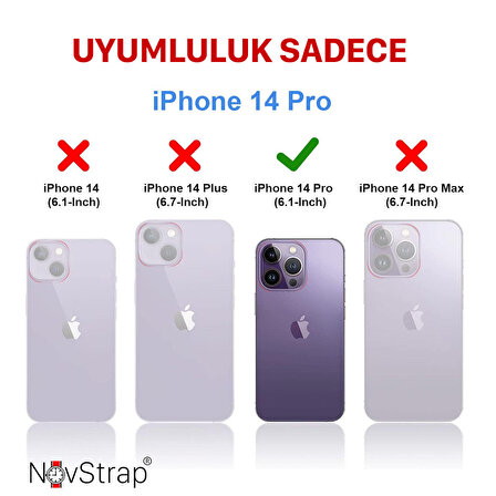 NovStrap Apple iPhone 14 Pro Uyumlu Kılıf 6.1 inç Magsafe ile Uyumlu Deri Kılıf İçi Kumaş Kadife