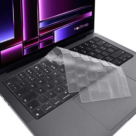 NovStrap Apple Macbook Pro 2023 16 inç M2 A2780 Uyumlu Türkçe Q Klavye Şeffaf Klavye Koruyucu Kılıf