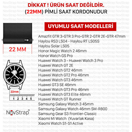 NovStrap Honor Watch GS Pro ile Uyumlu Kordon Kayış (22mm) Flexible Elastik Örgü Kayış