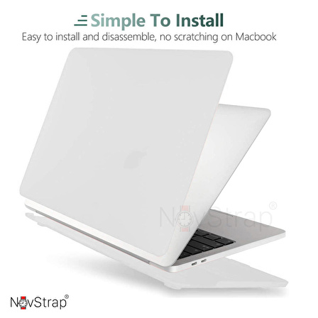 NovStrap Apple MacBook Air M2 Çip A2681 13.6 inç 2022 Uyumlu Kılıf Sert Rubber Mat Buzlu Kapak