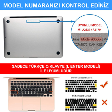 NovStrap Apple MacBook Air M1 Çip A2337 A1932 A2179 13.3" Uyumlu Kılıf Cream Hard Shell Rubber Kapak