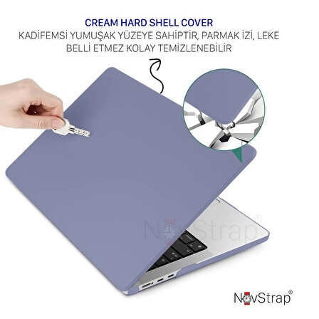 NovStrap Apple MacBook Air M1 Çip A2337 A1932 A2179 13.3" Uyumlu Kılıf Cream Hard Shell Rubber Kapak
