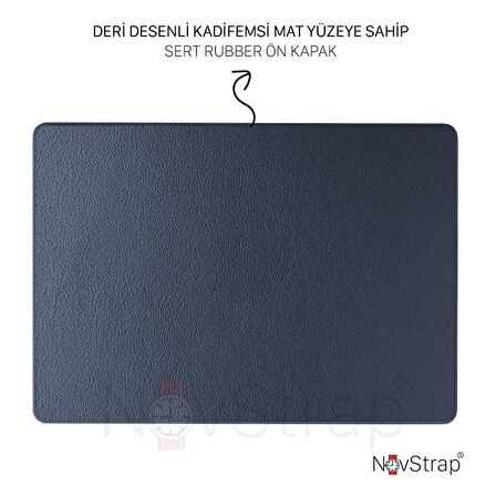 NovStrap Apple Macbook Pro 2021 14 inç M1 A2442 ile Uyumlu Kılıf Deri Desenli Rubber Mat Kapak