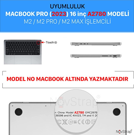 NovStrap Apple Macbook Pro 16 inç 2023 M2 Pro/Max A2780 Uyumlu Kılıf Armor Zırh Kılıf Standlı Kapak