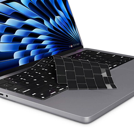 NovStrap Apple Macbook Air 15 inç 2023 A2941 M2 Çip Uyumlu Türkçe Q Siyah Klavye Koruyucu Kılıf