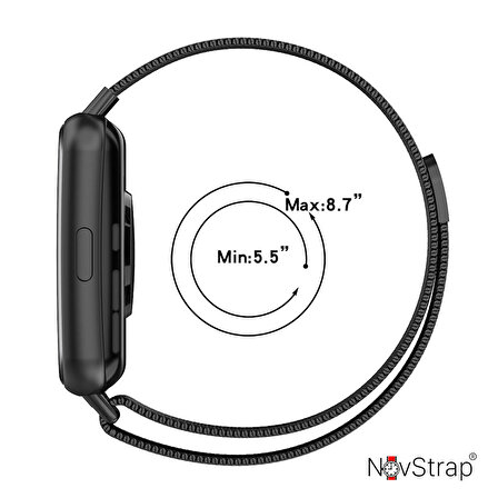 NovStrap Huawei Watch Fit 2 ile Uyumlu Kordon Kayış Metal Hasır Kordon