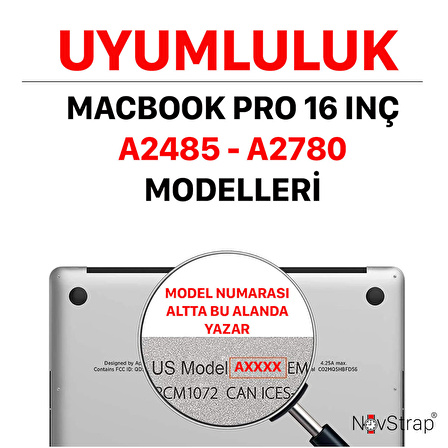 NovStrap Apple MacBook Pro 16 inç M1 M2 A2485 A2780 ile Uyumlu Kılıf Sert Rubber Mat Buzlu Kapak