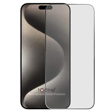 NovStrap Apple iPhone 15 Pro Max ile Uyumlu Ekran Koruyucu Mat Seramik Nano Esnek Cam
