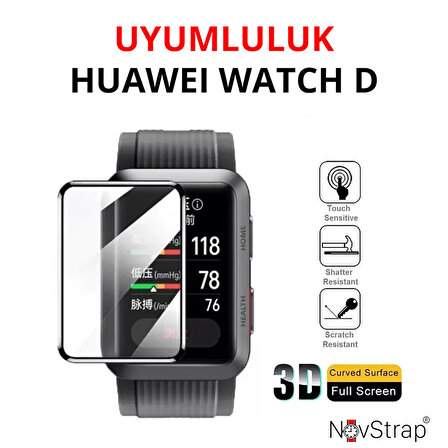 NovStrap Huawei Watch D ile Uyumlu Ekran Koruyucu Film Nano Esnek Cam Tam Kaplayan PPM