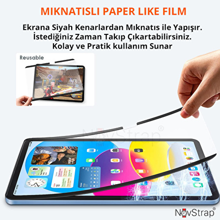 NovStrap Apple iPad Pro 12.9 4/5/6 Nesil ile Uyumlu Mıknatıslı Tak Çıkar Paper Like Ekran Koruyucu