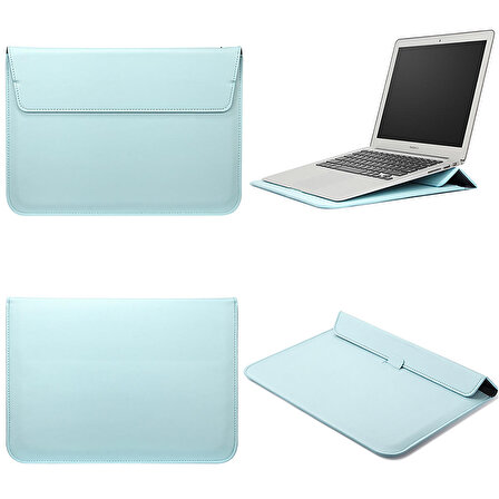 NovStrap Apple Macbook Pro M3 14 inç A2992 A2918 ile Uyumlu Deri Kılıf Çanta Sleeve Stand İçi Kumaş