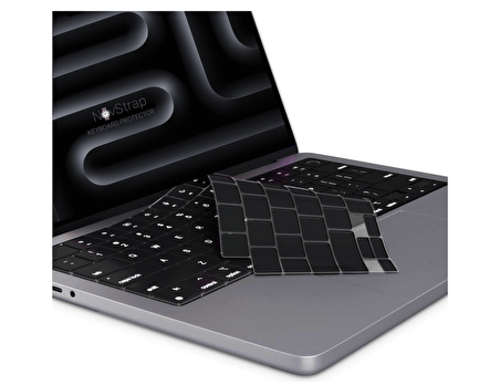 NovStrap Apple Macbook Pro M3 14 inç A2992 A2918 Uyumlu Türkçe Q Klavye Şeffaf Klavye Koruyucu Kılıf