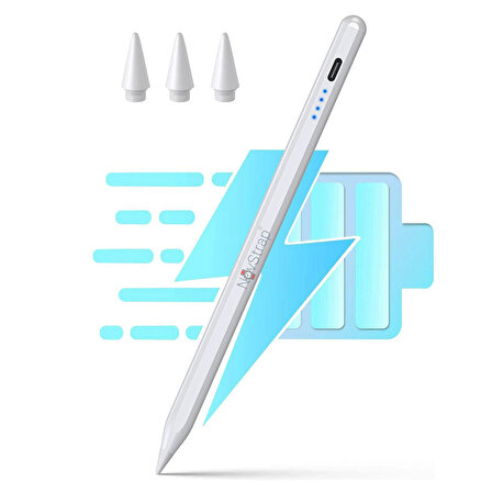 NovStrap iPad 7/8/9 Nesil 10.2 inç ile Uyumlu Dokunmatik Kalem Pencil DZ890 Avuç İçi Reddi 3 Adet Uç