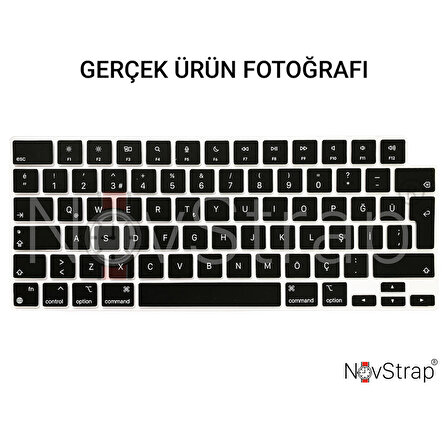 NovStrap Apple Macbook Air M3 13.6 inç A3113 ile Uyumlu Türkçe Q Klavye Siyah Klavye Koruyucu Kılıf