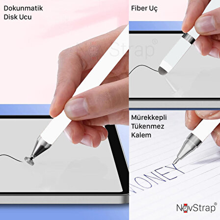 NovStrap Honor Pad 9/8/X8/X9/X8 Lite ile Uyumlu 3in1 Stylus Yazı Çizi Dokunmatik Tablet Kalemi