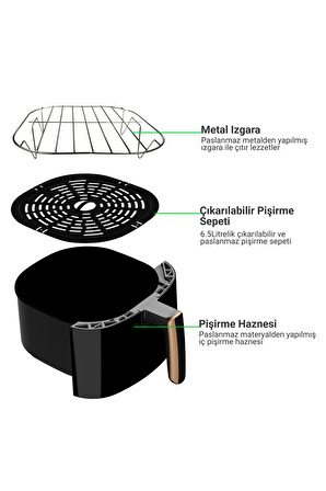 Wiami Air Fryer 5 Litre Siyah Akıllı Fritöz