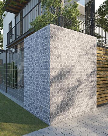 Tuqco Doğal Taş 2 inch Fileli Hexagon Carrara Eskitme Mermer Mozaik Banyo Mutfak Tezgah Arası Duvar Kaplama Döşeme Paneli