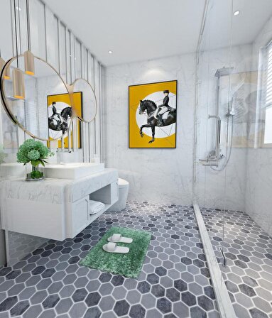Tuqco Doğal Taş 2 inch Fileli Hexagon Muğla Beyazı - Gümüş Eskitme Mermer Mozaik Banyo Mutfak Tezgah Arası Duvar Kaplama Döşeme Paneli