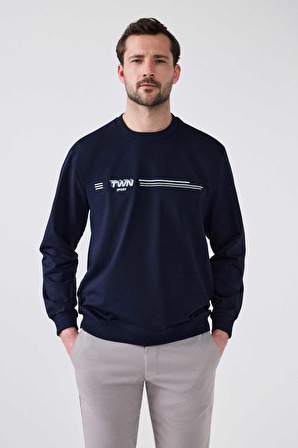 Twn Slim Fit Lacivert Düz Sweatshirt