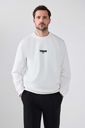 Twn Relaxed Fit Ekru Baskılı Sweatshirt